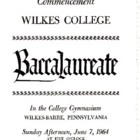 Baccalaureate Service for 17th Annual Commencement, June 7, 1964