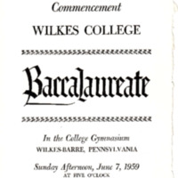 Baccalaureate Service for the 12th Annual Commencement, June 7, 1959<br /><br />
