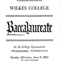 Baccalaureate Service for 16th Annual Commencement, June 9, 1963