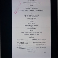 Wilkes College Concert Series program presents Franklins Concert&#039; Demitasse Opera Company in the &quot;Impresario&quot;, 1969 October 27