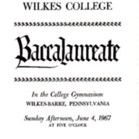 Baccalaureate Service for 20th Annual Commencement, June 4, 1967