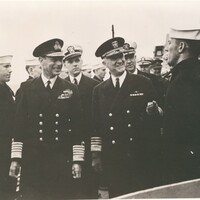 Photograph of King George VI in Uniform Walking with Admiral Stark, n.d..jpg