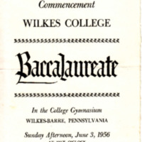 Baccalaureate Service for 9th Annual Commencement, June 3, 1956