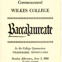 Baccalaureate Service for 13th Annual Commencement, June 5, 1960