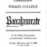 Baccalaureate Service for 14th Annual Commencement, June 4, 1961