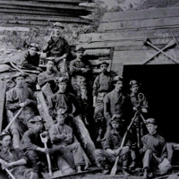 Mining Crew in front of Slope Opening, unknown location, 1878